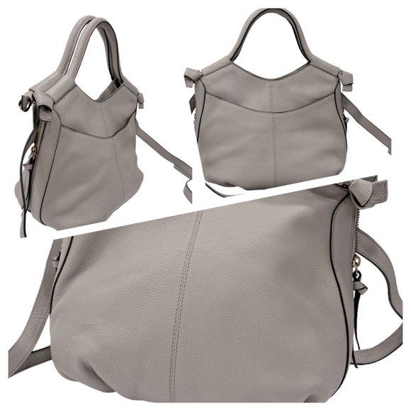 Antonio Melani Gray Leather Bag with Shoulder Strap - Picture 3 of 15